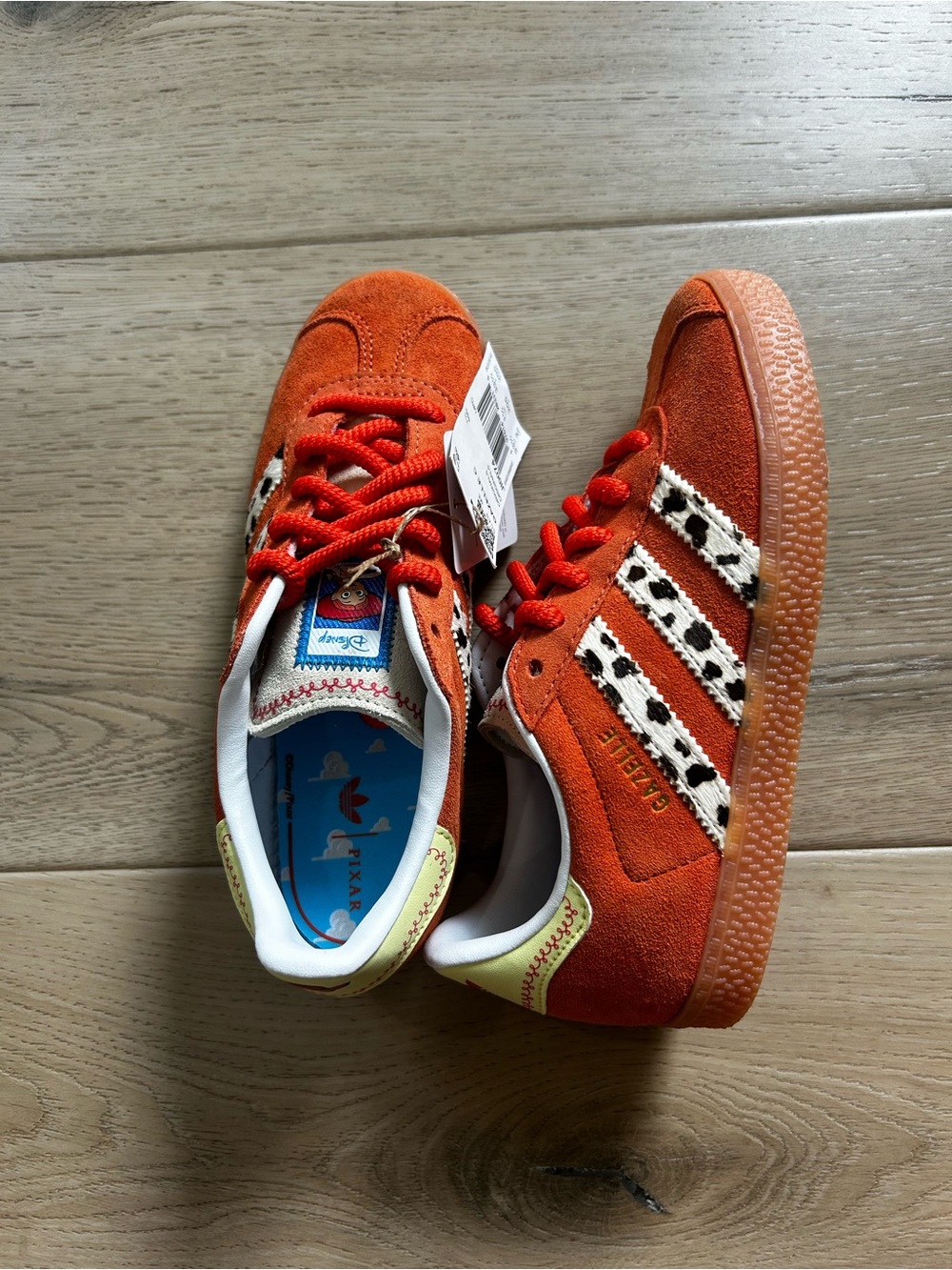 adidas Kids Orange Suede Sneakers with White & Black Stripe Accents